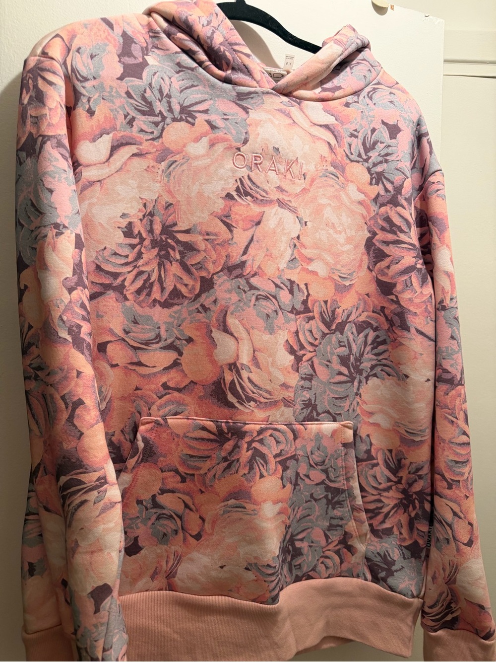 ORAKI Pink Floral Pullover Hoodie for Women